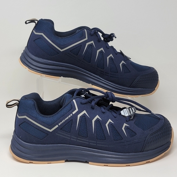 Skechers Malad II Composite Toe Work Shoes Navy/Tan 200127 Men\'s Size 11 New main image 9